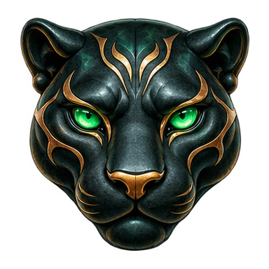 sculpted black panther head with jade eyes